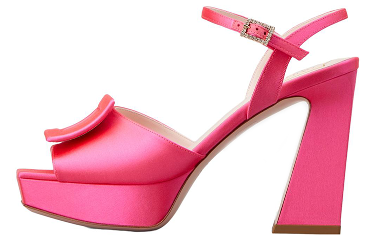 (Women) Roger Vivier Leather Square-Toe Open-Toe Sandal 'Pink' RVW69935110RS0M820