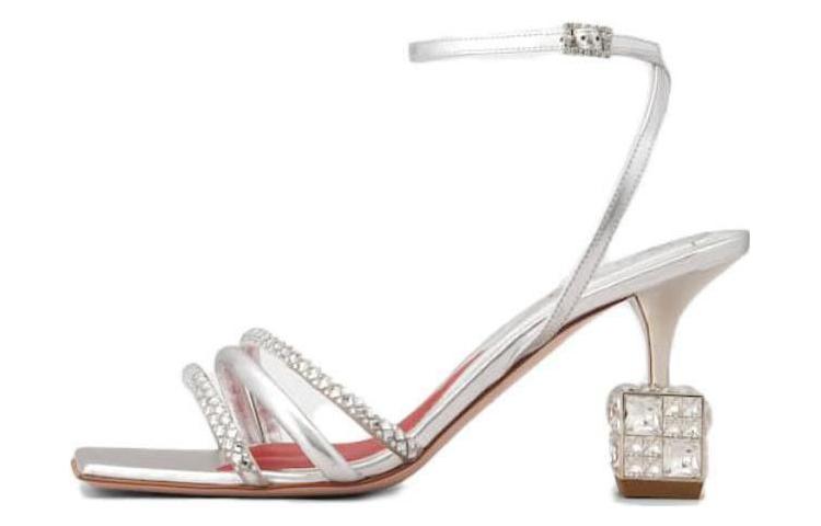 (Women) Roger Vivier Leather Square Toe Sandals 'Silver Comfort Temperament' RVW64935460M7P4387