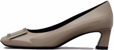 (Women) Roger Vivier Leather Square-Toe Slip-On Block Heel 'Beige' RVW44815280D1PC415 (Women) Roger Vivier Leather Square-Toe Slip-On Block Heel 'Beige' RVW44815280D1PC415