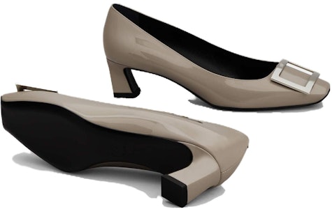 (W) Roger Vivier 小方头真皮懒人鞋 粗跟 '米色' RVW44815280D1PC415 Details for (W) Roger Vivier 小方头真皮懒人鞋 粗跟 '米色' RVW44815280D1PC415