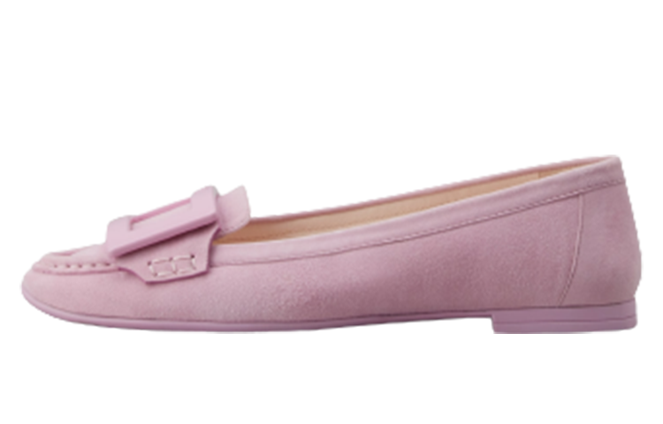 Buy 羅傑·維維亞（Roger Vivier）皮革絨面 圓頭套穿 女士休閒單鞋 女款 粉色