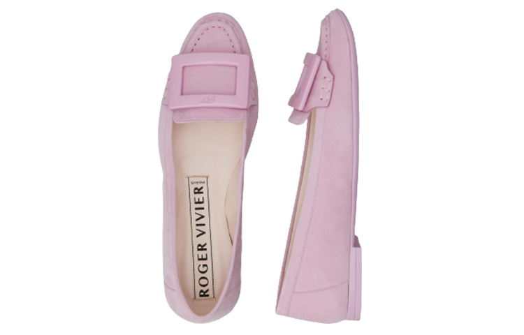 Shop 羅傑·維維亞（Roger Vivier）皮革絨面 圓頭套穿 女士休閒單鞋 女款 粉色