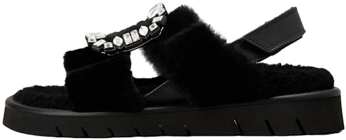 (Women) Roger Vivier Leather Velcro Fashion Sandals 'Crystal Buckle Black' RVW65434770MFYB999 (Women) Roger Vivier Leather Velcro Fashion Sandals 'Crystal Buckle Black' RVW65434770MFYB999
