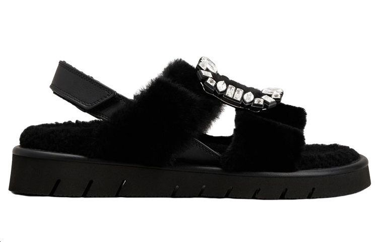 Order (W) Sandales Mode Velcro Cuir Roger Vivier ''Boucle Cristal Noir'' RVW65434770MFYB999