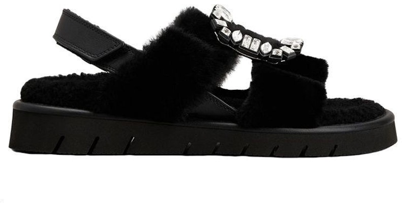 (Women) Roger Vivier Leather Velcro Fashion Sandals 'Crystal Buckle Black' RVW65434770MFYB999 Order (Women) Roger Vivier Leather Velcro Fashion Sandals 'Crystal Buckle Black' RVW65434770MFYB999