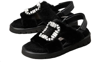 Lookbook (W) Roger Vivier 水晶扣黑色皮革魔术贴时尚凉鞋 RVW65434770MFYB999