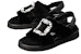 (W) Roger Vivier Sandal Kulit Velcro Fesyen 'Crystal Buckle Hitam' RVW65434770MFYB999