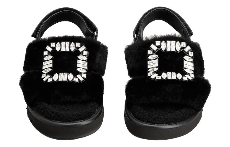 Purchase (W) Sandales Mode Velcro Cuir Roger Vivier ''Boucle Cristal Noir'' RVW65434770MFYB999