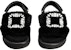(W) Roger Vivier Sandal Kulit Velcro Fesyen 'Crystal Buckle Hitam' RVW65434770MFYB999