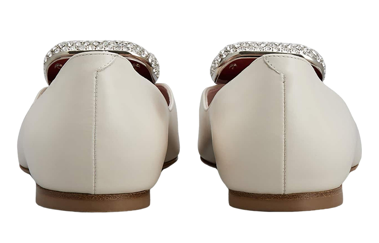 (W) Roger Vivier Leather White 'Crystal Buckle Pointed Flats' 圖 4