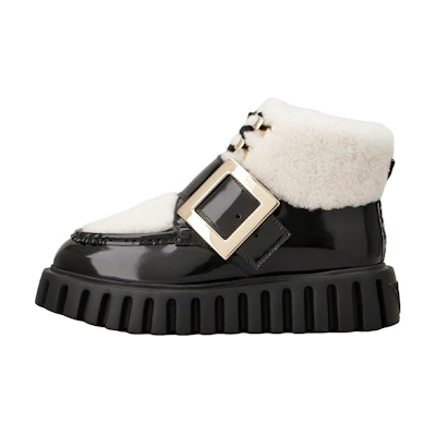 (W) Roger Vivier Leather Zip Ankle Boot 'Black'