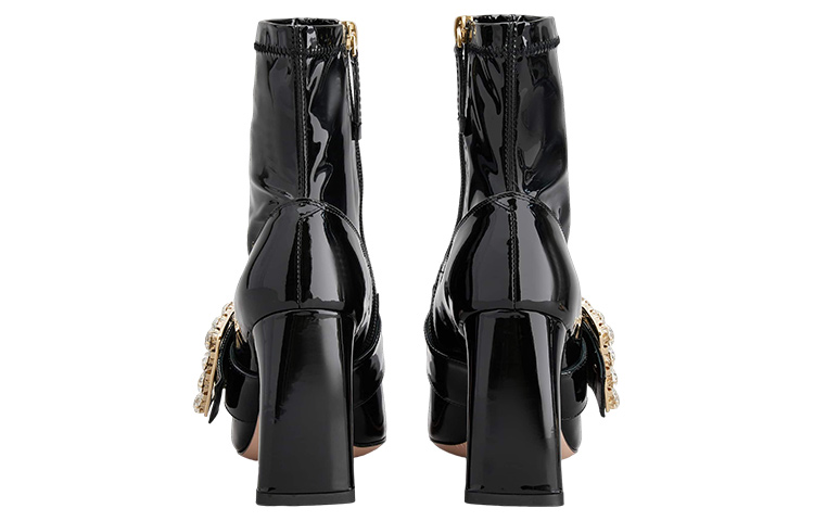 (W) Roger Vivier Leather Zip Crystal Buckle Ankle Boot 'Black' 圖 4