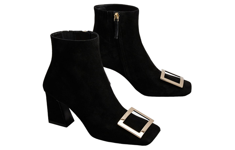 (W) Roger Vivier Leather Zipper Buckle Ankle Boot 'Black' 圖 2
