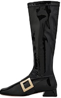 (Women) Roger Vivier Leather Zipper Buckle High Boots 'Black' RVW54033640EBWB999 (Women) Roger Vivier Leather Zipper Buckle High Boots 'Black' RVW54033640EBWB999