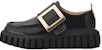(W) Roger Vivier Loafers 'Kulit Hitam Berkilat dengan Gesper Logam' RVW64632110MRKB999