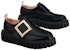 (W) Roger Vivier Loafers 'Kulit Hitam Berkilat dengan Gesper Logam' RVW64632110MRKB999