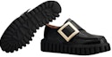 Shop (W) Roger Vivier Loafers 'Kulit Hitam Berkilat dengan Gesper Logam' RVW64632110MRKB999