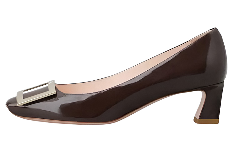 (Women) Roger Vivier Mid-Heel 'Burgundy Patent Leather Buckle' RVW44815280D1PL811