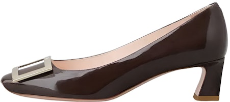 (Women) Roger Vivier Mid-Heel 'Burgundy Patent Leather Buckle' RVW44815280D1PL811 (Women) Roger Vivier Mid-Heel 'Burgundy Patent Leather Buckle' RVW44815280D1PL811