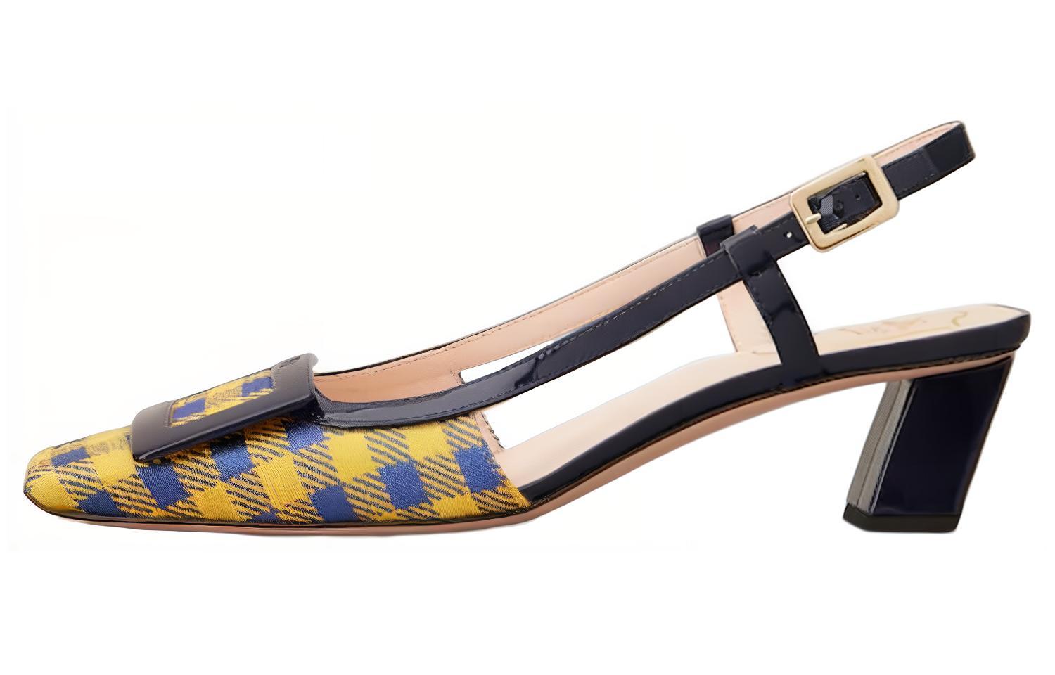 (W) Roger Vivier Mid Heel 'Yellow Patent Buckle'