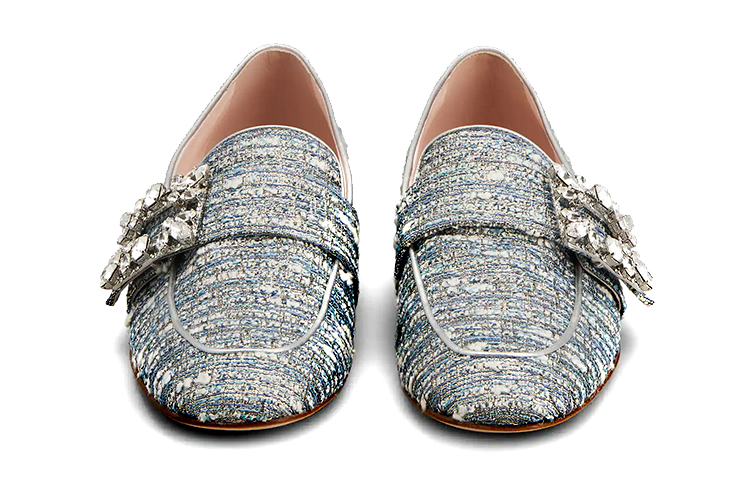 (W) Roger Vivier Mini Broche Vivier 'Grey Fabric Loafers' 圖 3