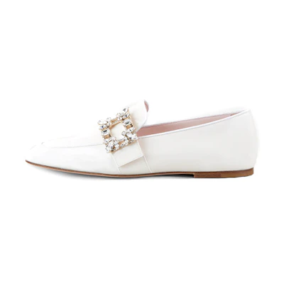 (W) Roger Vivier Mini Broche Vivier 'White Buckle Velvet'