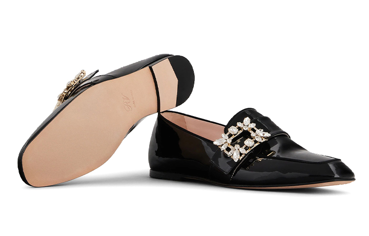 (W) Roger Vivier Mini Buckle Velvet Loafers 'Black' 圖 5