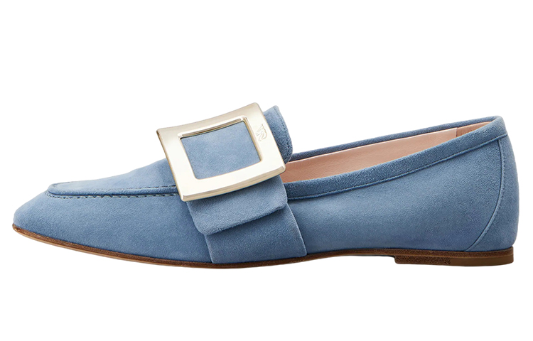(W) Roger Vivier Moccasin 'Soft Metal Buckle Light Blue'