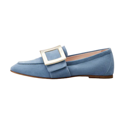 (W) Roger Vivier Moccasin 'Soft Metal Buckle Light Blue'