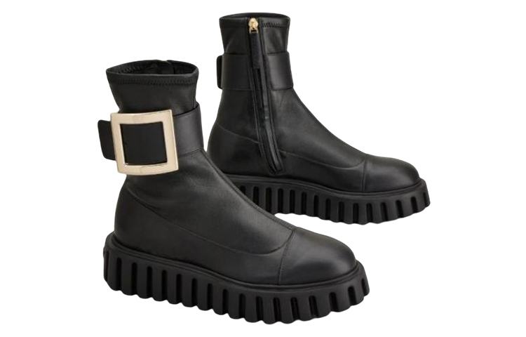 Order (W) Botines de Cuero Nappa Roger Vivier 'Hebilla Metálica Negra' RVW64633860E4JB999