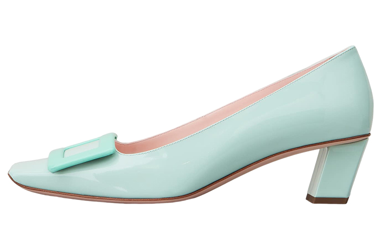 (W) Roger Vivier Patent Buckle Chunky Heel Mid 'Green'