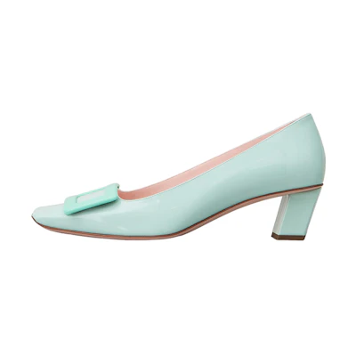 (W) Roger Vivier Patent Buckle Chunky Heel Mid 'Green'