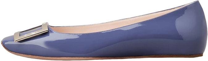 (Women) Roger Vivier Patent Flats 'Metal Buckle Square Toe Blue' RVW40415280D1PU822 (Women) Roger Vivier Patent Flats 'Metal Buckle Square Toe Blue' RVW40415280D1PU822