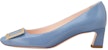 (W) Roger Vivier Kulit Patuh 4.5cm 'Buckle Logam Biru Muda Tumit Blok' RVW44815280D1PU011