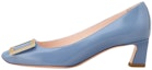 Buy (W) Roger Vivier Kulit Patuh 4.5cm 'Buckle Logam Biru Muda Tumit Blok' RVW44815280D1PU011
