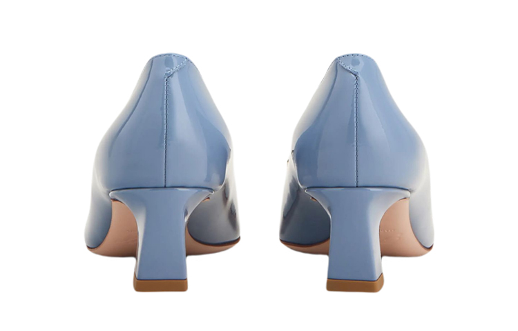 Shop (W) Roger Vivier Kulit Kilap 4.5cm 'Block Heels Biru Muda Gesper Logam' RVW44815280D1PU011