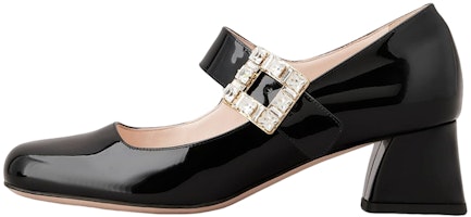 (Women) Roger Vivier Patent Leather 'Black Buckle Block Heel' RVW51934780D1PB999 (Women) Roger Vivier Patent Leather 'Black Buckle Block Heel' RVW51934780D1PB999