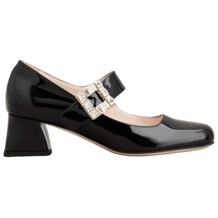 (W) Roger Vivier Patent Leather 'Black Buckle Block Heel' 圖 2