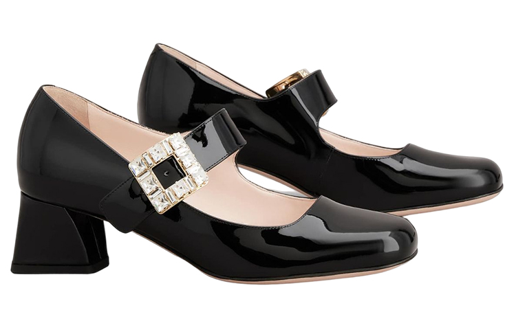 (W) Roger Vivier Patent Leather 'Black Buckle Block Heel' 圖 3
