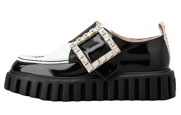 (Women) Roger Vivier Patent Leather 'Crystal Buckle Black Platform' RVW64632390MRK0001