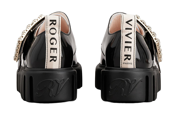 Shop (W) Roger Vivier Kulit Paten 'Crystal Buckle Black Platform' RVW64632390MRK0001