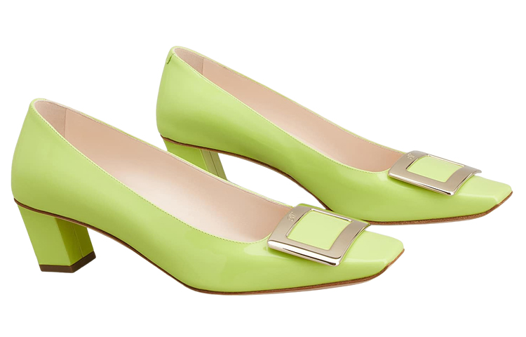 (W) Roger Vivier Patent Leather 'Metal Buckle Green Block Heel' 圖 3