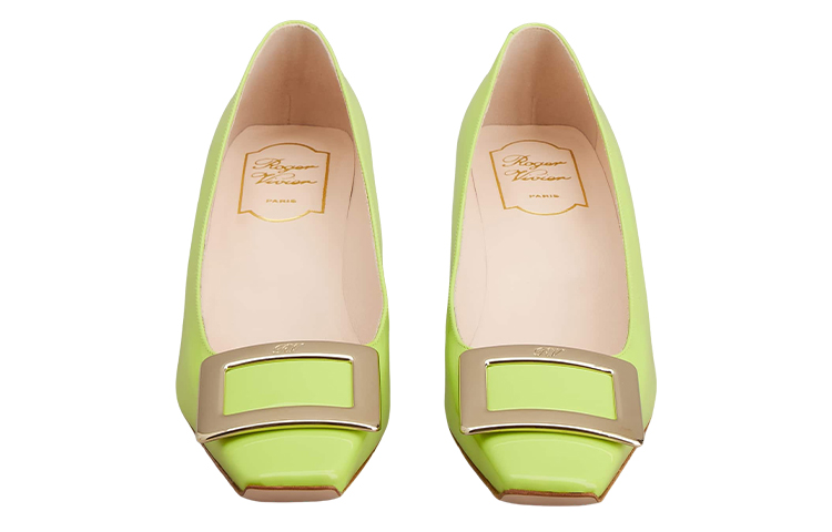 (W) Roger Vivier Patent Leather 'Metal Buckle Green Block Heel' 圖 4