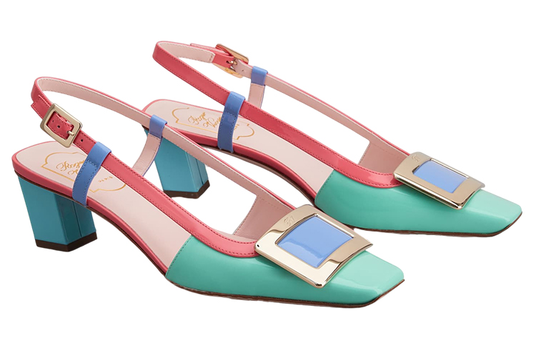 (W) Roger Vivier Patent Leather 'Pink Green Buckle' 圖 2