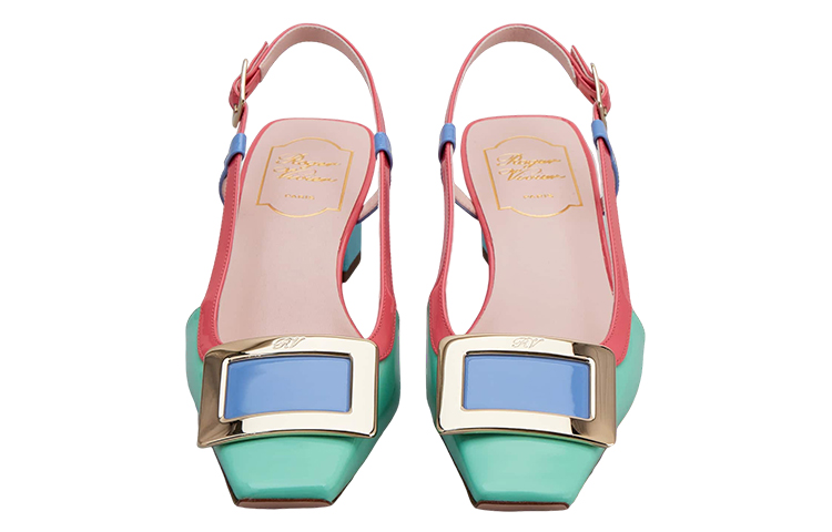 (W) Roger Vivier Patent Leather 'Pink Green Buckle' 圖 3