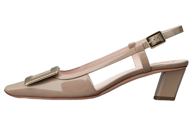 Buy (W) Roger Vivier Zapato Tacón Cuadrado Charol 'Hebilla Metálica Gris' RVW00625600D1PC415