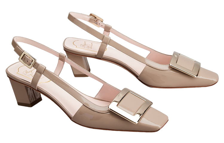 Order (W) Roger Vivier Zapato Tacón Cuadrado Charol 'Hebilla Metálica Gris' RVW00625600D1PC415