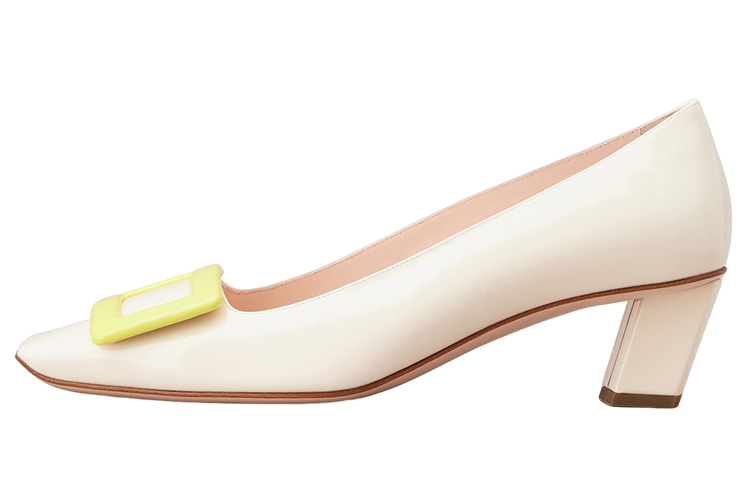 (Women) Roger Vivier Patent Leather Buckle Chunky Mid-Heel 'White' RVW00600921D1P0K29