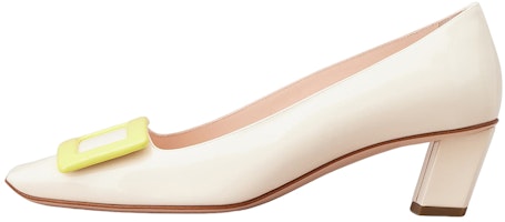 (Women) Roger Vivier Patent Leather Buckle Chunky Mid-Heel 'White' RVW00600921D1P0K29 (Women) Roger Vivier Patent Leather Buckle Chunky Mid-Heel 'White' RVW00600921D1P0K29