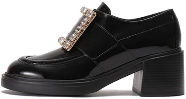 (Women) Roger Vivier Patent Leather Chunky Heel Platform Loafer 'Black' RVW59834630D1P9999 (Women) Roger Vivier Patent Leather Chunky Heel Platform Loafer 'Black' RVW59834630D1P9999